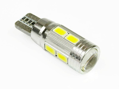 Auto LED žárovka W5W T10 10 SMD 5630 CAN BUS s čočkou