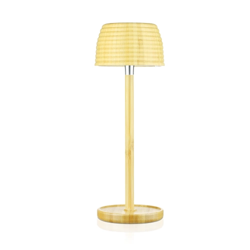Bambus LED-bordlampe med berøringsfølsom farvejustering | Trådløs natlampe med indbygget 1500 mAh batteri, USB-C | YG-VM41B