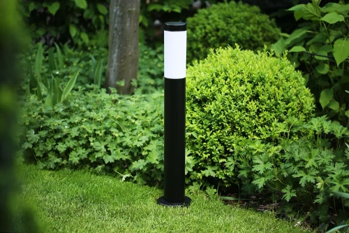 Gartenleuchte Stehleuchte, runder Pfosten für E27-Leuchtmittel | 230 V, Edelstahl, 65 cm | schwarz matt | LLR-65CM