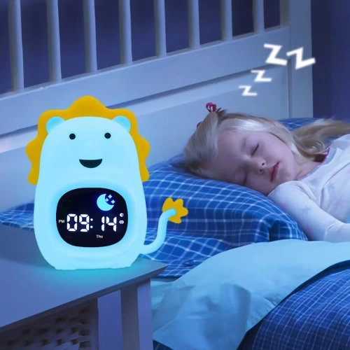 Réveil LED pour enfants avec veilleuse et bruit blanc – Lumière colorée, alarme, simulation de lever de soleil | Veilleuse avec batterie intégrée | JL-822
