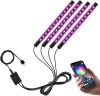 RGB LED autóbelső világítás USB-n keresztül | Bluetooth kapcsolat a telefonon lévő alkalmazással | 4x LED szalag 12 dióda 5050 22cm | IR távirányító | zenei módok