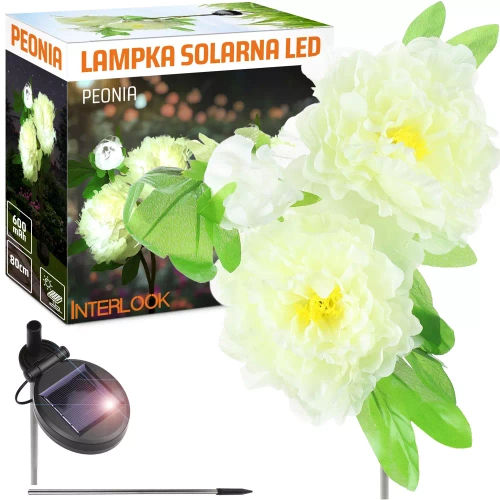 FLD-10-HVID | Solblomst | LED solar havelampe Peony hvid | 80 cm, 600 mAh