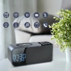 FM Radio with Alarm Clock and Wireless Charger | Multifunctional Speaker with Bluetooth and Inductive Charger | WD-500-BK