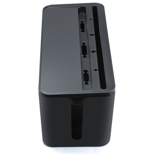 JB2318-Nero | Organizzatore di cavi tipo BOX con supporto per telefono | Contenitore per piattine e cavi