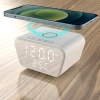 Sveglia intelligente con caricabatterie wireless Qi da 15 W | Sveglia con tre allarmi | Orologio con display della temperatura | SZ01-15W-W