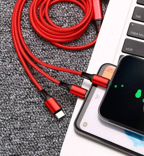 UC08-1.2M-3in1-червоний | Кабель 3в1 | USB - Micro USB, iPhone Lightning, Type-C