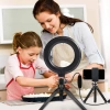 16 cm LED-ringlamp met 25 cm statief | Compacte set voor make-up, streaming en fotografie |