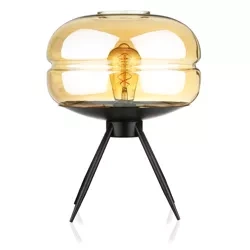 BH-233-MARRON | Lampe de chevet élégante avec abat-jour en verre | Lampe de table moderne en verre