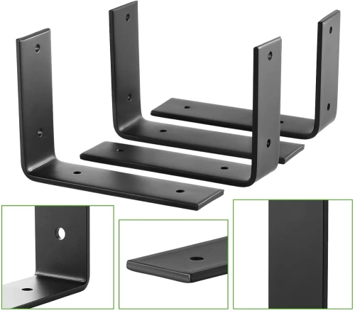 JZ-L235-NERO | Set di 4 reggimensola | Angolo mensola 24 cm