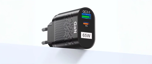 GAN | 65W hurtig vægoplader med USB og PD 3.0 (USB-C) porte