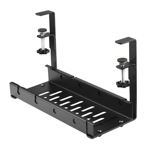 CWT-O3 | Organizator reglabil pentru cabluri sub blat birou 29-53 cm | Coș, ghid, mâner | Negru