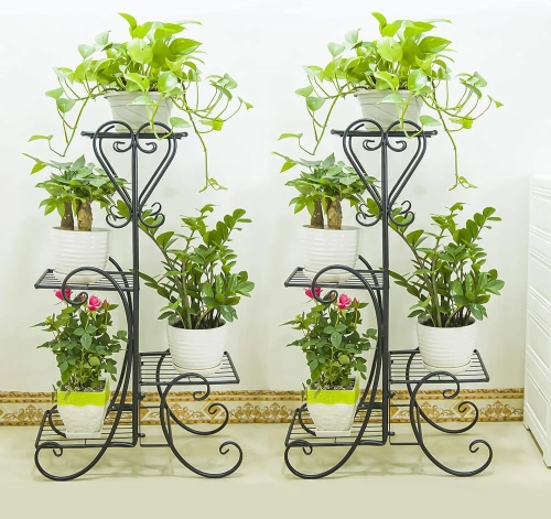 MF-S05-NEGRO | Puesto de flores de metal | estante de flores | negro