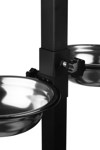 Doppelnapf für Futter und Wasser | Näpfe auf verstellbarem Ständer für Hund oder Katze | schwarz | LDB-2ML-BLACK