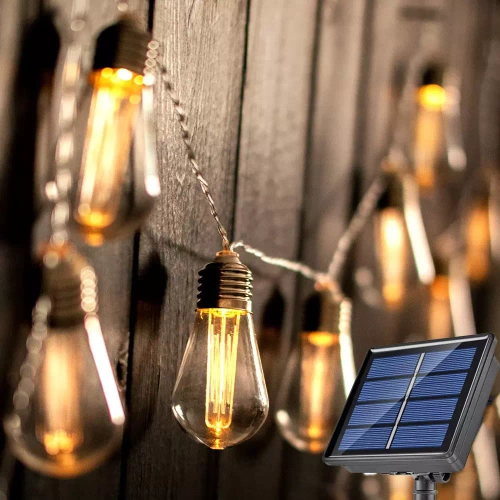 SDC-S20LED-6M | Guirlanda solar LED, lâmpada de jardim embutida | 20 lâmpadas LED | 6 metros