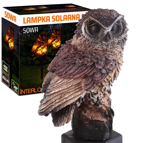 FLD-18-КАФЯВ | Соларна градинска лампа LED Owl | 42см, 600mAh