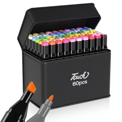 Filzstift-Set | 60 Stück, doppelseitige Marker, Aufbewahrungstasche | SMP-60PCS