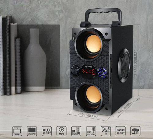 SP-A25 | Nešiojama Bluetooth kolonėlė | 4 garsiakalbiai, medinis korpusas | mikrofono įvestis ir „Karaoke“ režimas