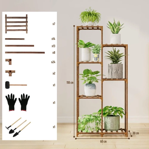 Holz-Pflanzenregal | Blumenständer für Blumentöpfe | Pflanzenständer | Modell NZ238-BAMBOO