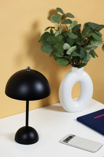 HJA27-1-PRETO | Candeeiro de mesa elegante | Lâmpada noturna sem fio com três cores de iluminação