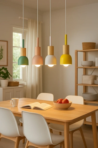 Suspension minimaliste avec élément en bois | style scandinave avec douille plafond E27 pour salon, chambre | blanc | YG-XD002C-W