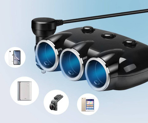 C09 | Cigarečių degiklio lizdo skirstytuvas su specialiais jungikliais | 2 USB 3.1A prievadai