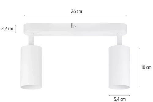 MS-GU10-2 | Lámpara de techo de dos puntos, 2x reflector móvil GU10 blanco
