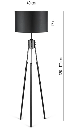 DYT-L155-SORT| Sort gulvlampe | Moderne stilfuld belysning til stue og soveværelse | Sort og guld gulvlampe med metalramme