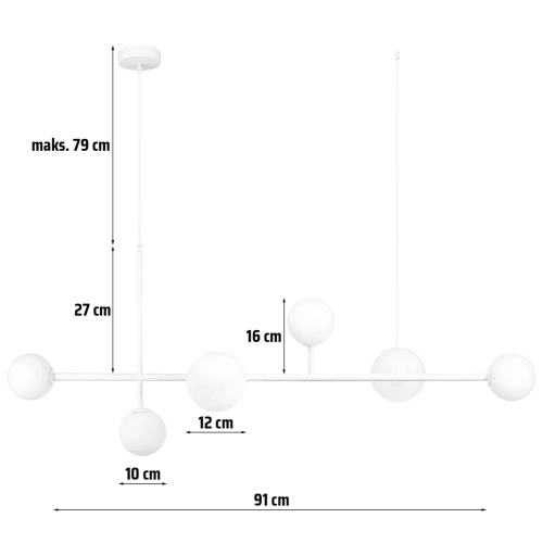 CDL-G610S-BLANC | Lampe à suspension avec 6 points lumineux | Lustre élégant