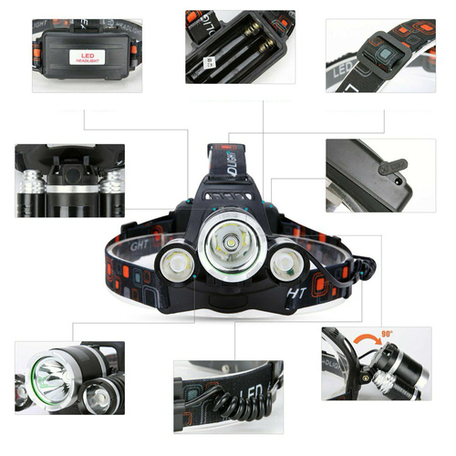TM-134 | LED XML-T6 CREE + 2x CREE R5 headlamp | 2x 18650 3.7V, 2000lm, 4 lighting modes