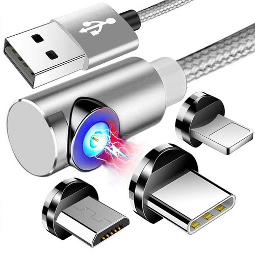 AM51 | 3v1 2M | Uhlový magnetický kábel | 3 tipy – Micro, Type-C a Lightning | Rýchle nabíjanie 3.0