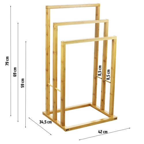 TRF-420 | Towel rack | Stand with three arms | Bathroom hanger | Standing hanger