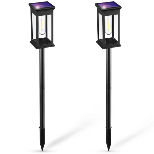 HK-115A | |2 x LED solární zahradní lampa | Poháněný sloupek 60 cm