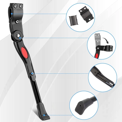 Support à vélo en aluminium | Béquille latérale réglable | Support de vélo arrière pour roues de 24 à 28 pouces | YYBC-125