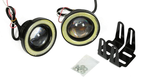LED 640 | 2 ks - Sada hmlových svetiel so vstavanými Angel Eyes LED DRL krúžkami | okrúhly ø 64 mm