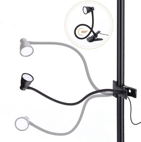 FH-08-5W-BK | Lámpara de escritorio con clip | Lámpara de lectura flexible | Lámpara de noche con capacidad de cambiar de color | luz LED USB