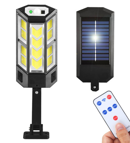 Garten Solar-LED-Lampe mit Bewegungs- und Dämmerungssensor in Größe M | IP65 | 124 LED-COB-Lampen | IR-Fernbedienung | LD-05-M