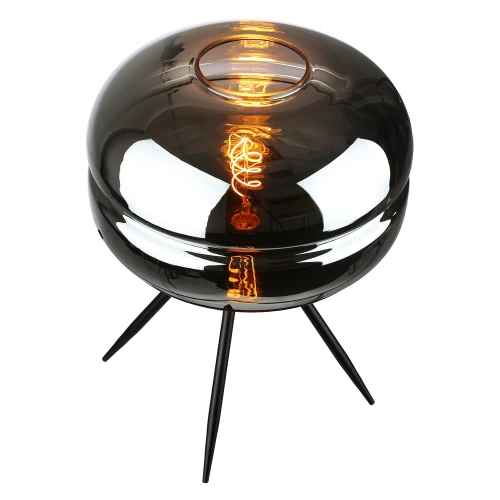 BH-233-NEGRO | Lámpara de noche elegante con pantalla de cristal | Lámpara de mesa de cristal moderna