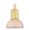 Luminária pendente com cúpula rosa e madeira | estilo minimalista escandinavo com soquete E27 | YG-XD002A-P