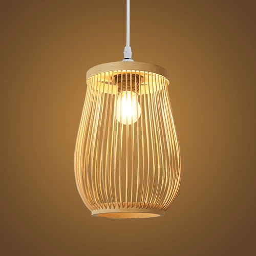 Lampă suspendată din bambus realizată manual | BOHO | candelabru chinezesc