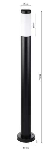 LLR-90CM | Standing garden lamp, round post for E27 bulb | Power supply 230V, stainless steel | Matt black, 90cm