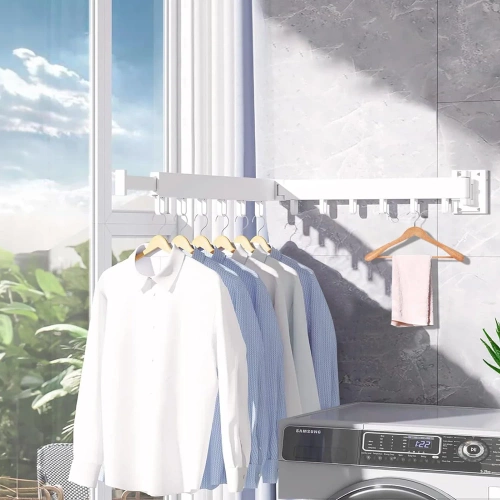 LYJ-D60-WHITE | Foldable clothes hanger | Foldable dryer | Wall rail with hooks