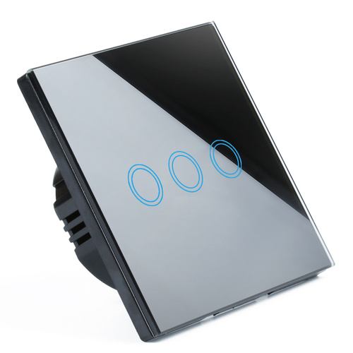 Touch-Lichtschalter, 3-fach | gehärtetes Glas | schwarz | SW86-3