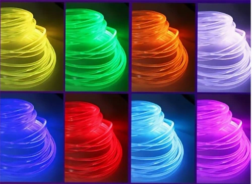 Luz Ambiental RGB-2M |Fibra óptica de una cara | Tira de leds multicolores | El alambre