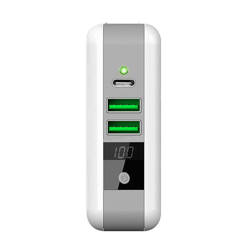 KP-Super | Daugiafunkcis sieninis įkroviklis | 2x USB-A 1x USB-C | Powerbank 6700mAh | Qi indukcinis įkroviklis