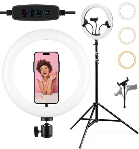 Kit anneau lumineux 32 cm avec trépied 210 cm | éclairage professionnel pour streaming ou maquillage