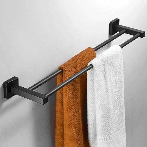 MJR-60CM-2-NEGRO | Toallero | Soporte de pared para baño | Barra de baño