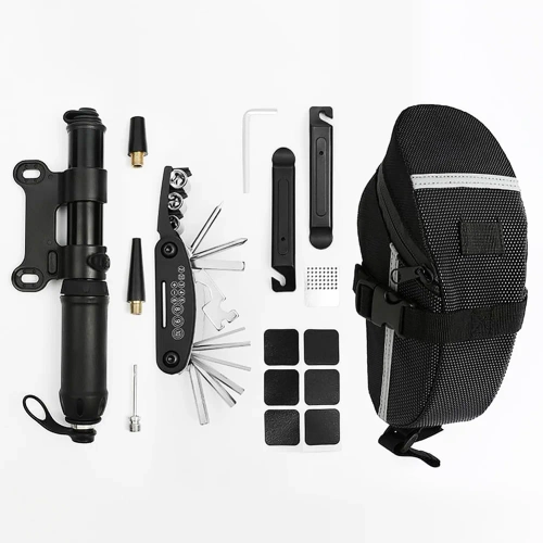 Multifunctional repair kit | Bike service tools in a convenient bag | Set of keys and patches for bike repair | ZUHE-AIO