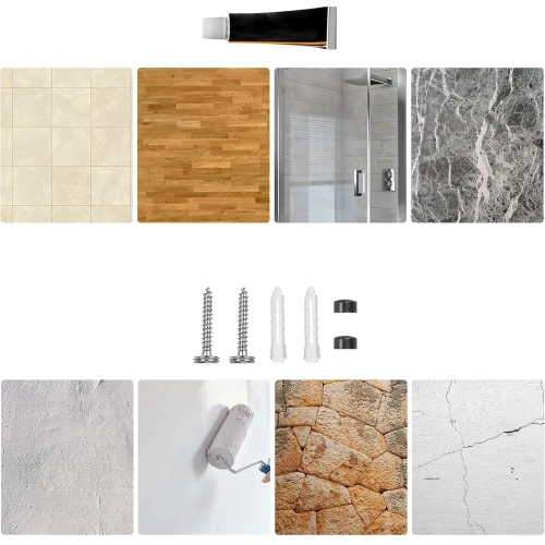 BSU-L60CM-B | Mensola da bagno sopra il lavabo | lunghezza 60 cm | serbatoio doccia | Nero