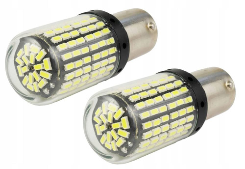 Set of car LED bulbs BA15S 144 SMD 3014