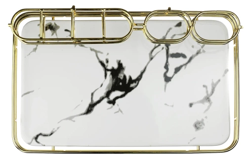 TCT-611-BIANCO | Mensola da bagno | Organizzatore per dentifricio, spazzolini da denti e cosmetici